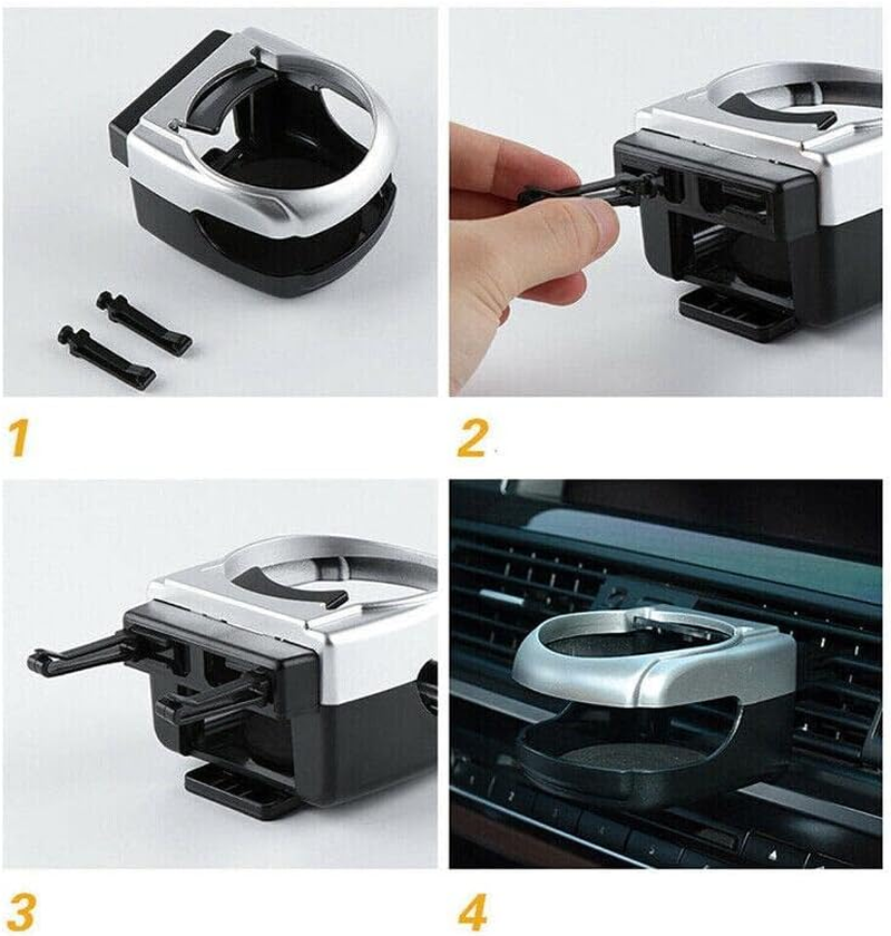 AIMALL Universal Car Cup Holder Mount, Compact ABS Plastic Auto Air Vent Bottle Bracket, 8X8.5X5Cm Silver Drink Tray for Coffee Cans and Beverages image number 1