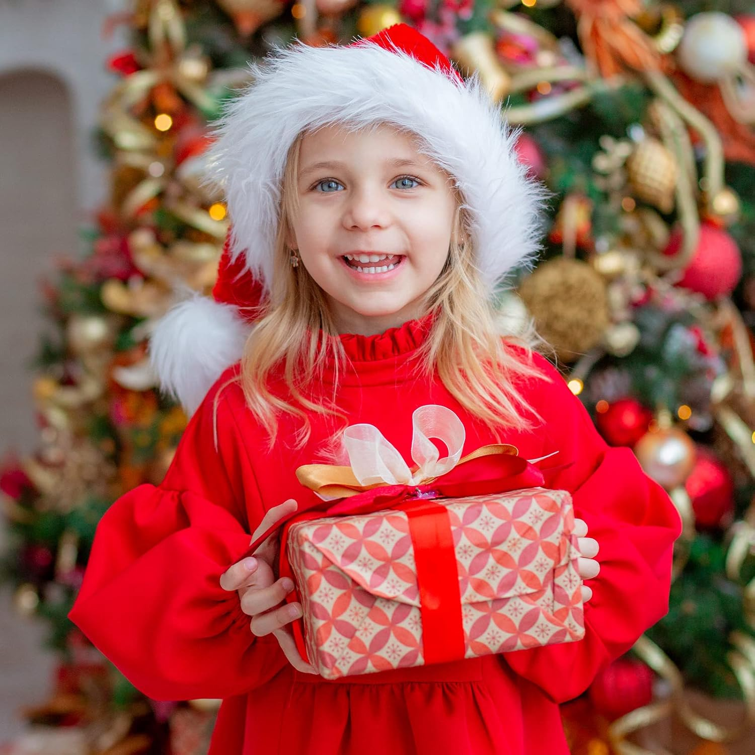 Santa Hat Christmas Hat for Adult, Unisex Soft Plush Classic Fur Xmas Holiday Hat, Thicken Comfortable Velvet Santa Claus Hat for Christmas New Year Festive Theme Party Supplies image number 2