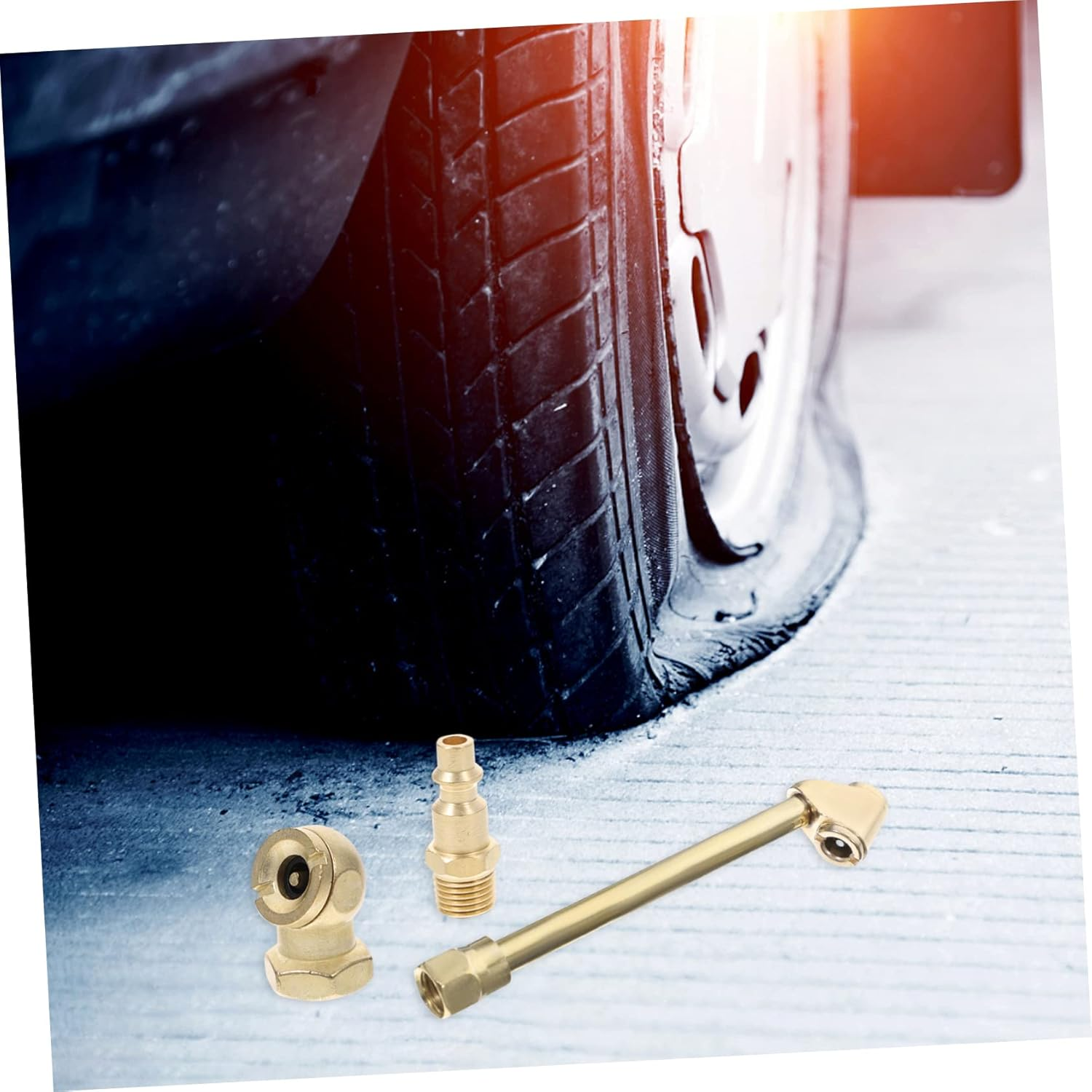 1 Set Air Clamp Kit Tire Attachment for Air Compressor Air Compressor Tire Inflator Attachment Air Compressor Accessories Tire Air Chuck Air Hose Major Pressure Gauge Brass image number 3