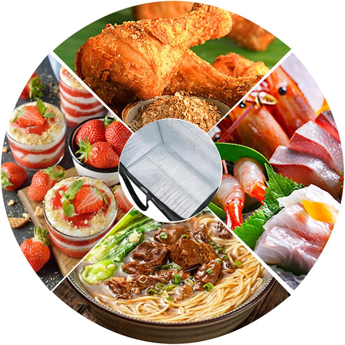 Insulated Food Delivery Bag,23X14X15 Inch Pizza Warmer Grocey Shopping Bag for Catering Food Delivery Bag(Grey) image number 2