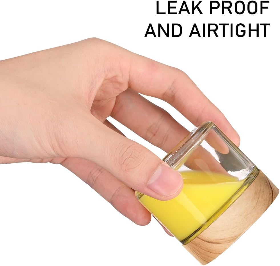 1 Oz Small Glass Containers, Tecohouse Glass Jars with Woodgrain Lids & Inner Liners, Reusable Travel Containers for Creams, Makeup, Lotion, Cosmetic - 4 Pack image number 4