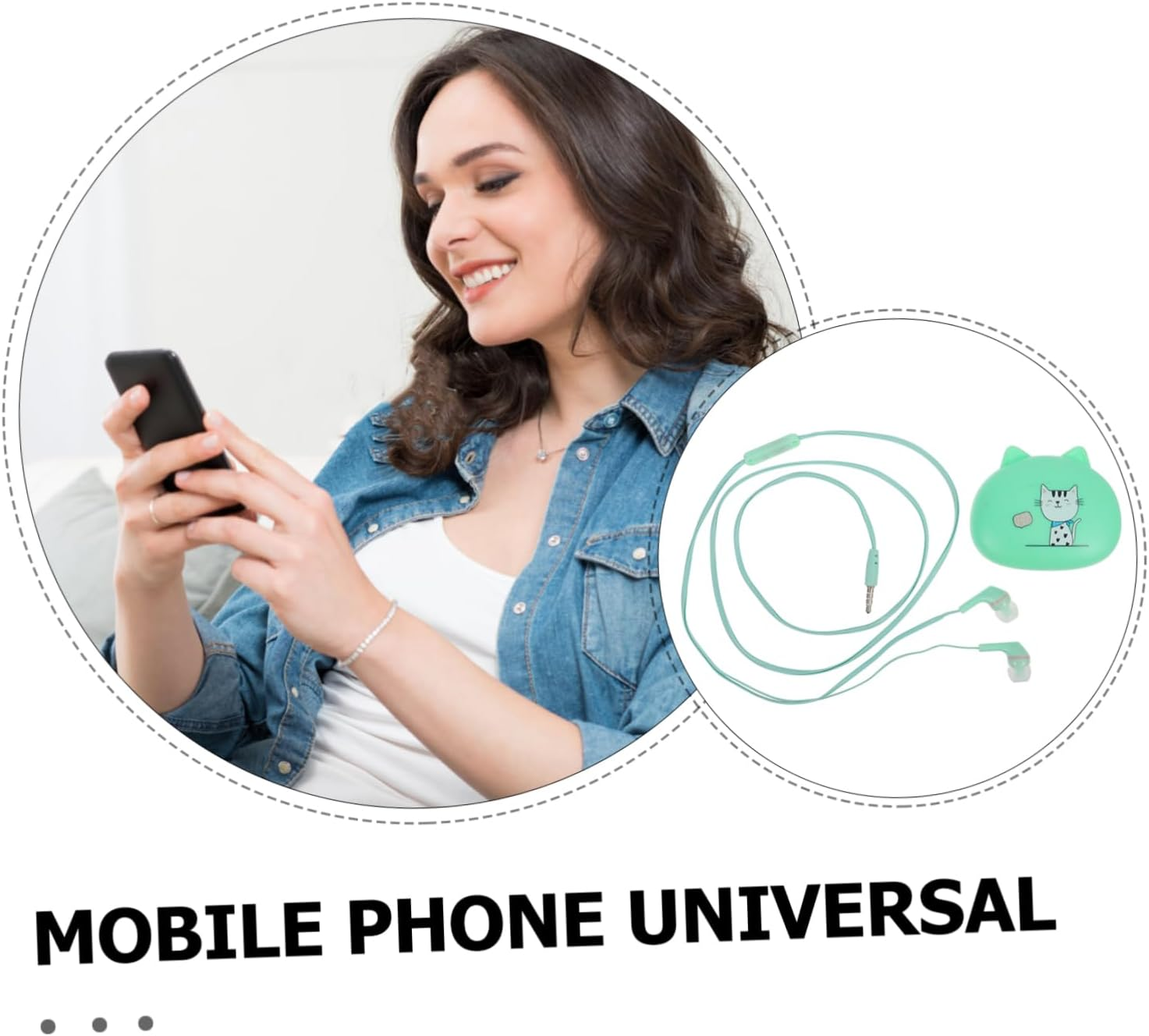 CATIEBYE Corded In-Ear Earphones Universal Wired Earbuds Compatible Smartphones Green High Sound Quality Headset for Phone Accessories and Mobile Use image number 5