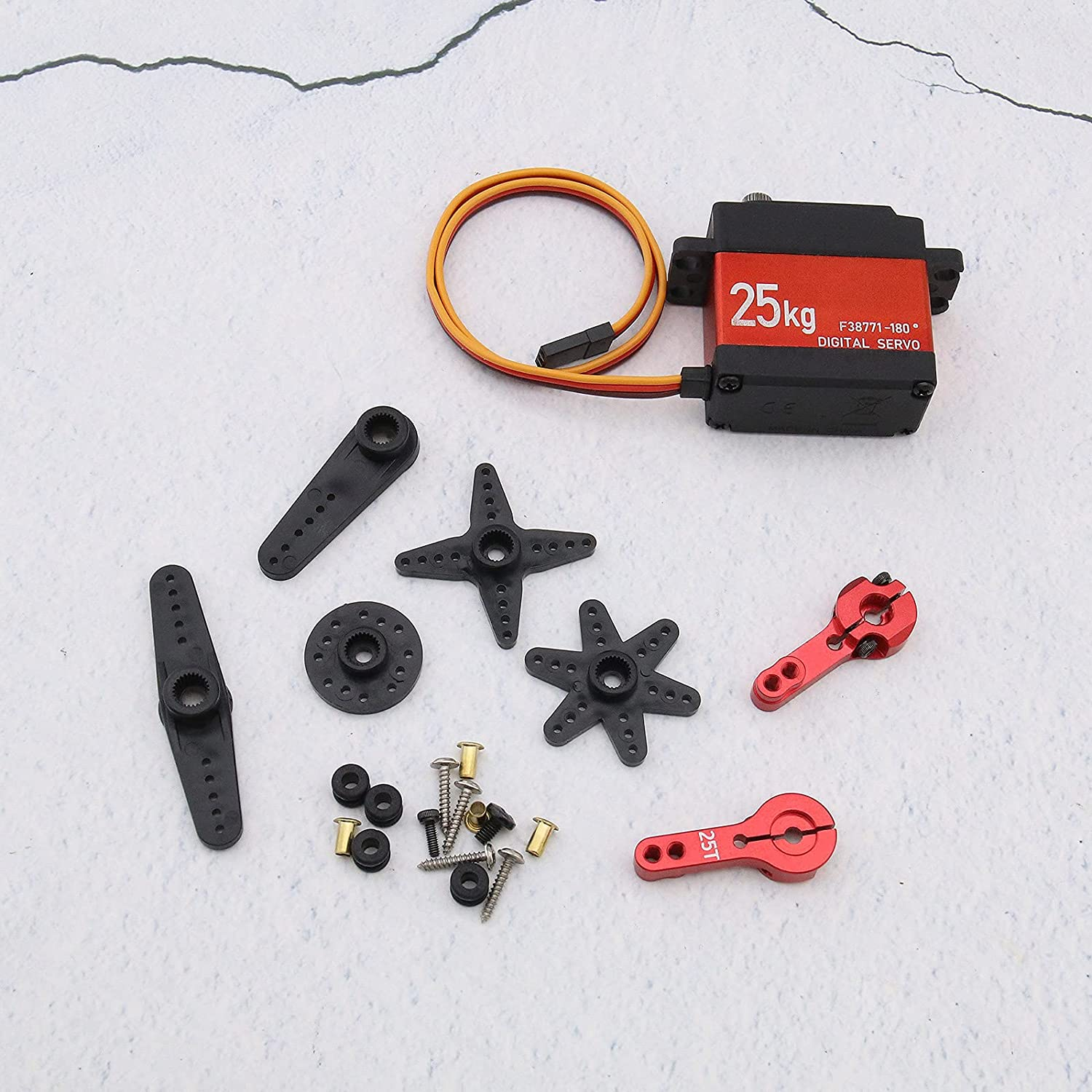 Emsea DS3225 25KG Full Metal Digital Servo 25T Arm Accessories Set for RC Car Robot Waterproof High Torque 180 Rotation image number 6