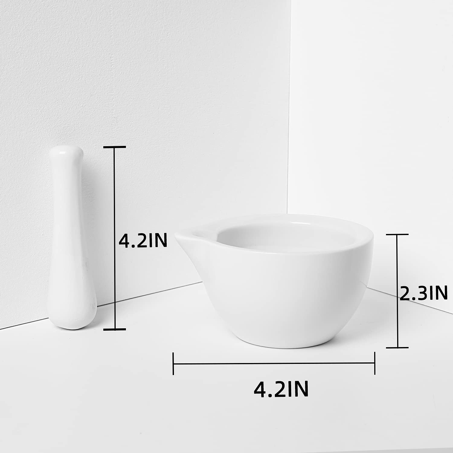 LEETOYI Porcelain Mortar and Pestle, Ceramic Herb Grinder Pill Crusher Set (4.2-Inch) image number 3