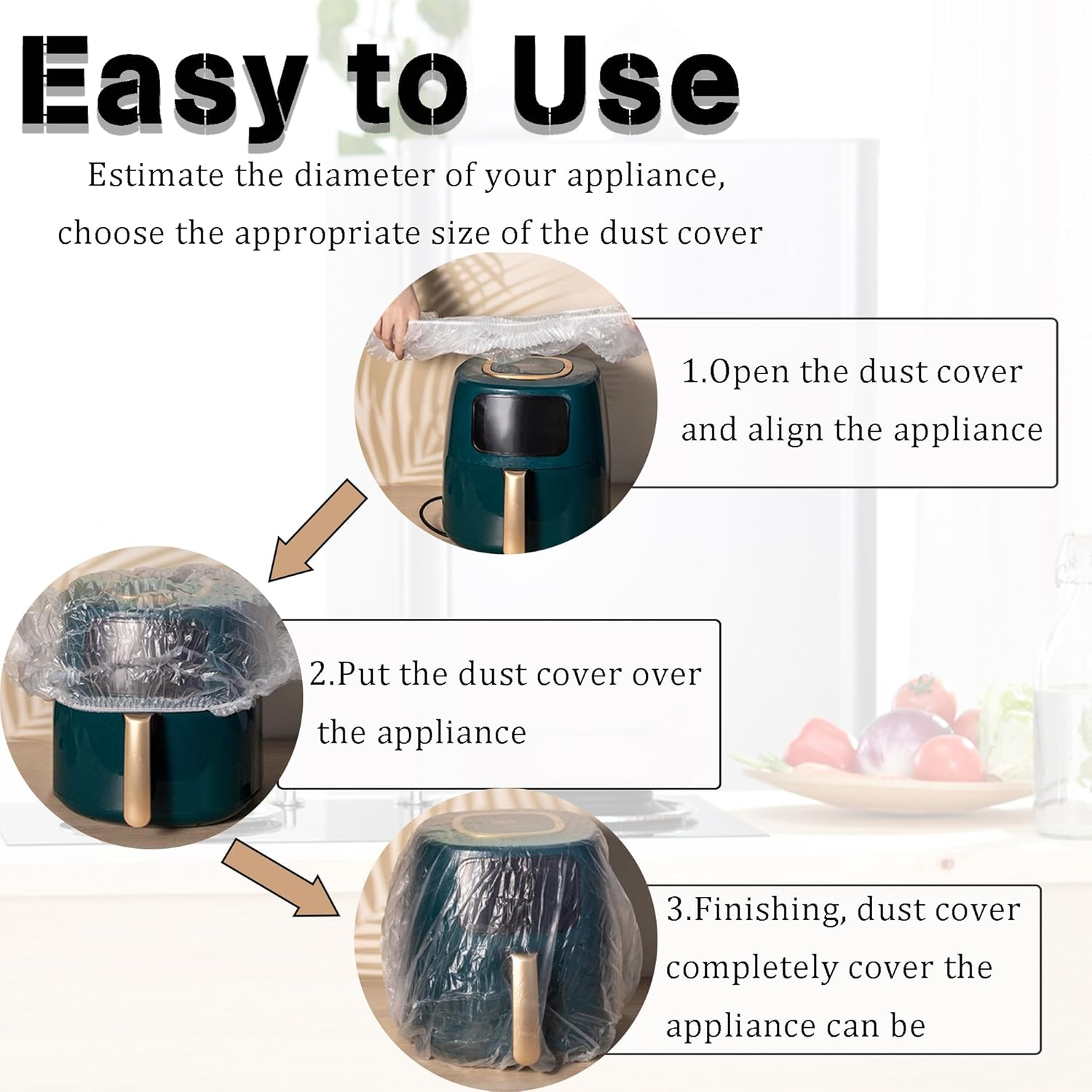 60PCS Clear Kitchen Appliance Covers - Dust Cover Thickened Disposable Blender Covers with Elastic for Small Appliance, Oven, Pressure Cooker, Toaster, Air Fryer, Instant Pot(S, M, L) image number 5