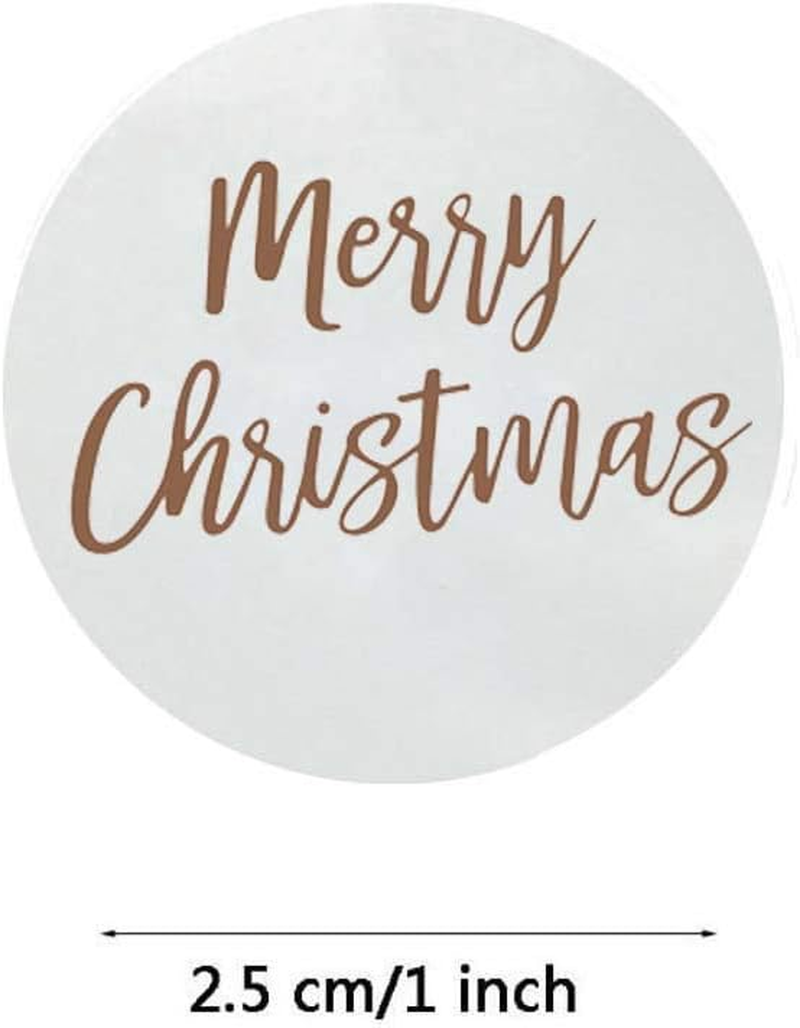 Lanema Merry Christmas 500Pcs/Roll 1 Inch Gold Foil round Seal Transparent Sticker for Business Hand Gift Envelope image number 5