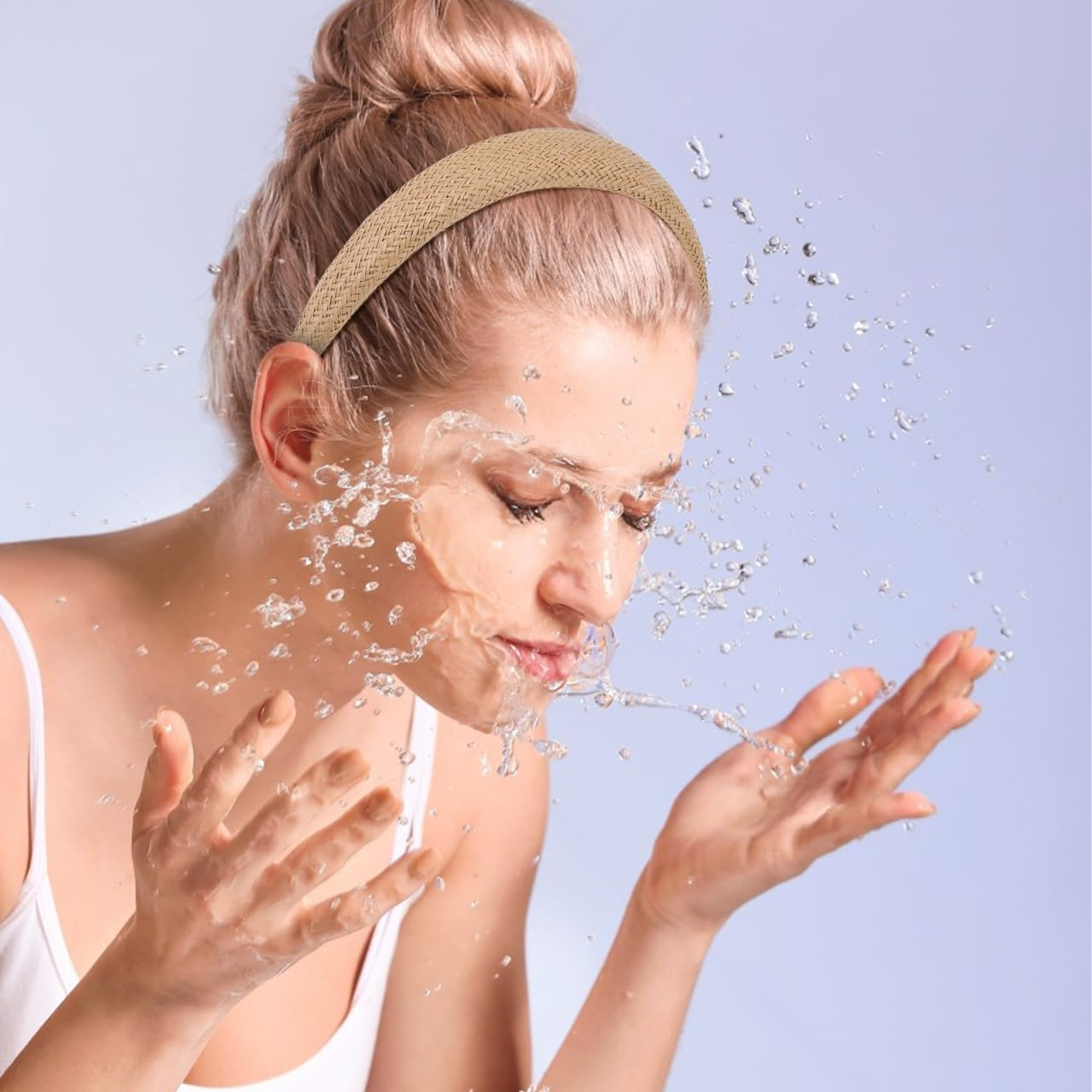 Beavorty Braided Hair Band for Women, 3 Pieces Non-Slip Boho Hair Bands Transatlantic Raffia Plastic for Women Outdoors image number 6