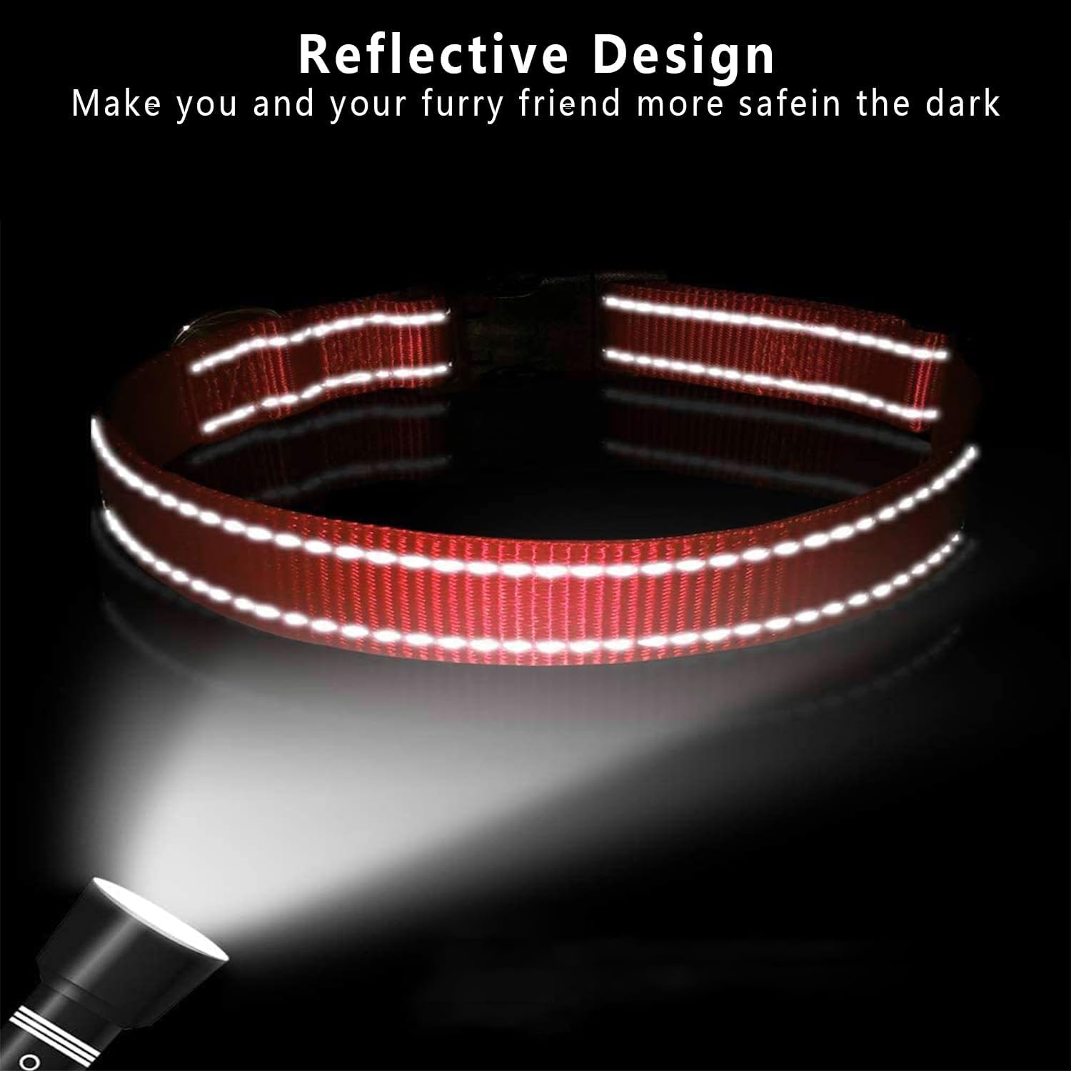 Reflective Nylon Dog Collars, Adjustable Classic Dog Collar, Dog Accessories Collar, Black Buckle Reflective Collar, for Small Medium Large Dogs with Buckle Heavy Duty Basic Dog Collar image number 2