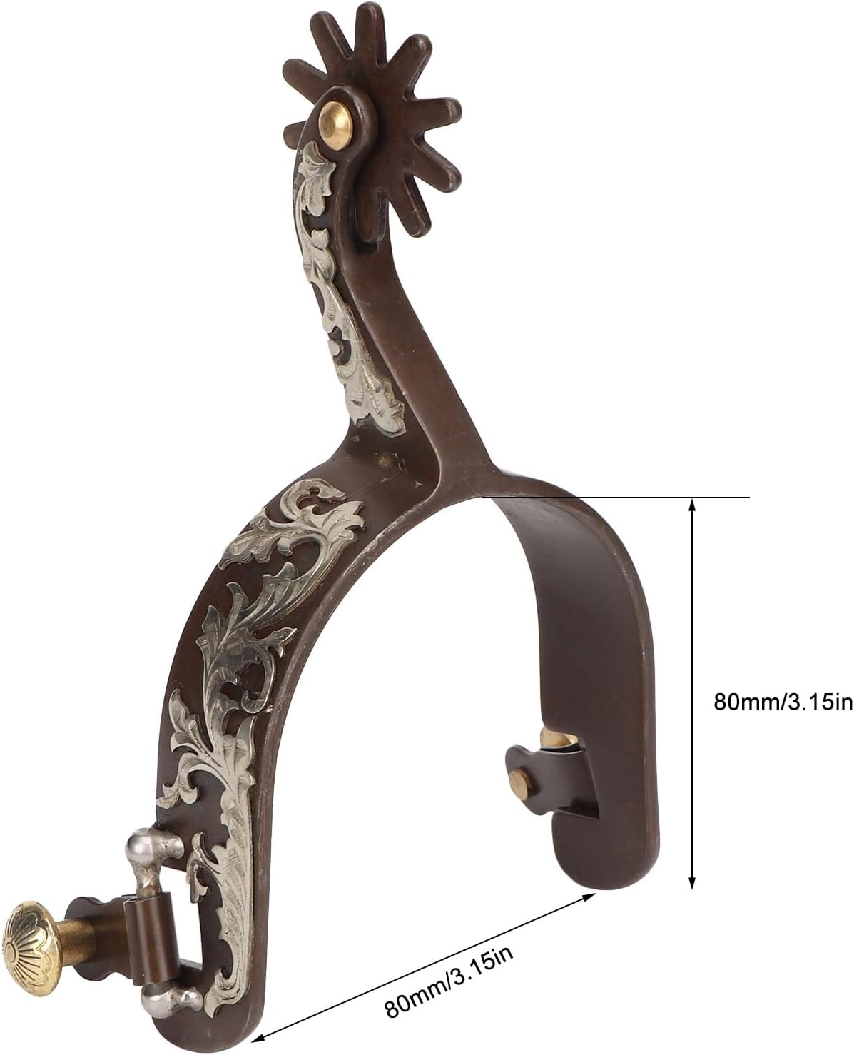 Gugxiom 2Pcs Western Spurs, Retro Bronze Low Carbon Steel Horse Spurs, Vintage Carved Spurs, with Turnable Gear image number 6