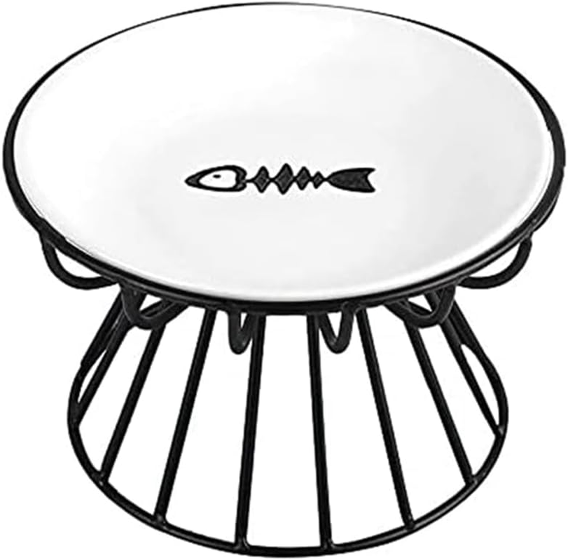 VENEKA Cat-Bowls, Elevated Cat-Bowl, Raised Ceramic Cat-Dish with Metal Stand,Pet Water or Food Feeding Station,Dishwasher Safe Easy to Use 16 X 16 X 10Cm image number 3