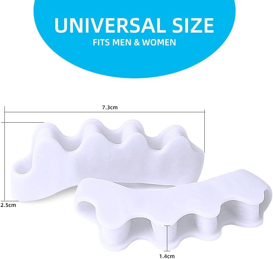 Toe Spacers for Bunions & Hammer Toe - 5 Hole Breathable Toe Separators, Gel High Elastic Hallux Valgus Corrector, Comfortable Toe Straightener for Foot Pain Relief [2 Pairs] image number 2