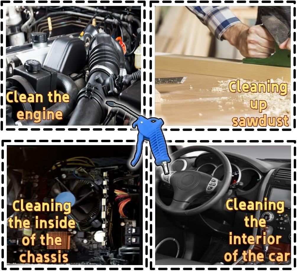 High-Pressure Air Blowing Gun Rubber Protection Curved Nozzle, Dust Removal Tools, Industrial and Household Blower Gun with Sharp Quick Connector, High-Pressure Dust Removal image number 4