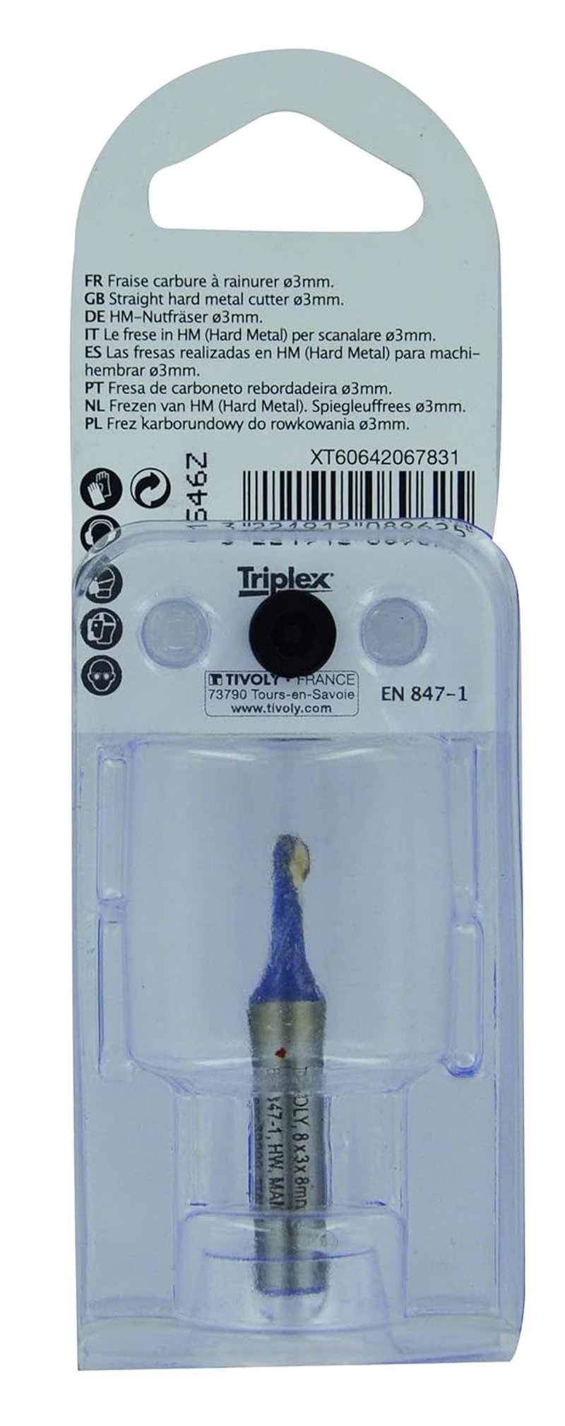 Tivoly XT60642067831 Straight Router Bits | 2 Diamond Cut Cutters Diameter 3 Mm, Blue image number 2