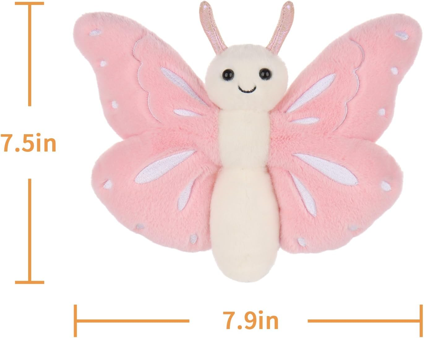 Apricot Lamb Butterfly-Pink Stuffed Animals for Kids, Soft Cute Plush Toys for Baby Girl and Boy, Fluffy Butterfly-Pink 7.5 Inches image number 1