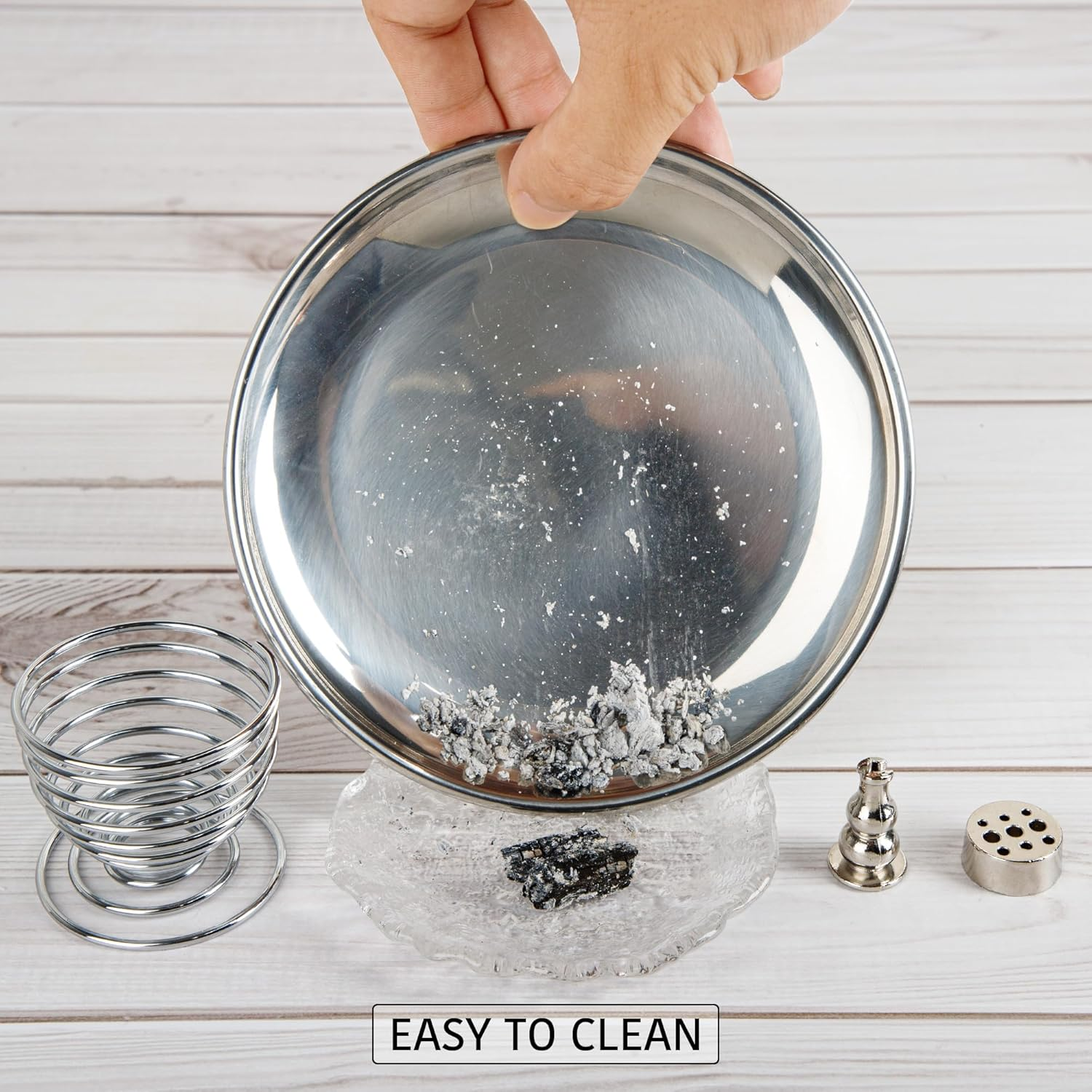 Zenbless 5 in 1 Incense Burner, Holder for Incense Sticks, Palo Santo, Sage, Coil, Cones, 5.5 Inches Brass Ash Catcher for Meditation Yoga Room(Silver) image number 2