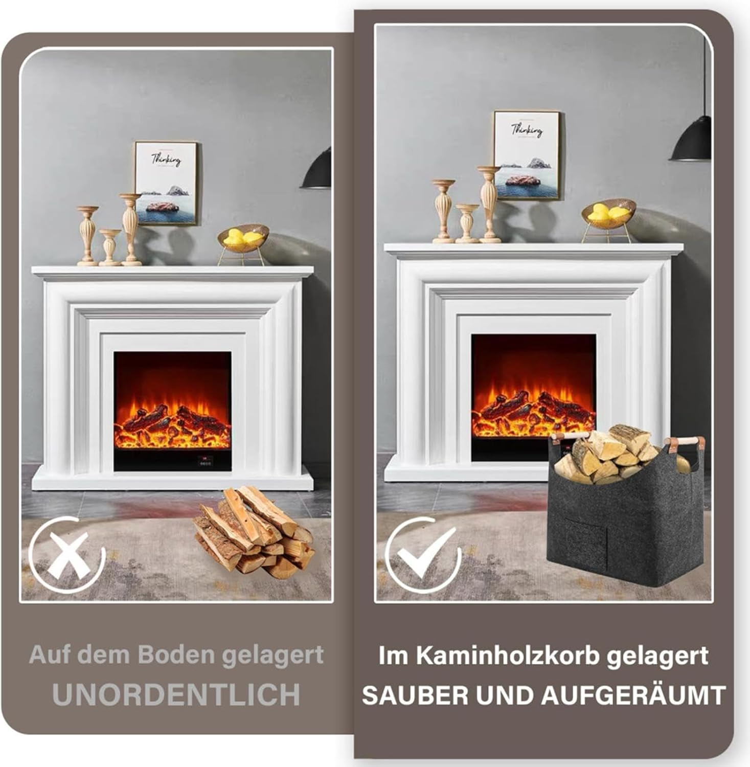 Firewood Carry Bag - Fireplace Log Carrier Holders | Reusable Fireplace Carrier Tote Bag, Portable Multifunctional Log Bag for Indoor, Winter image number 2