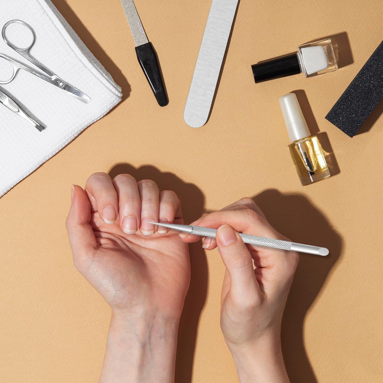 TEAONE Sided Cuticle Remover, 2 PCS Nail Art Pusher for Fingernails, Toenails (12Cm/4.72In) image number 1