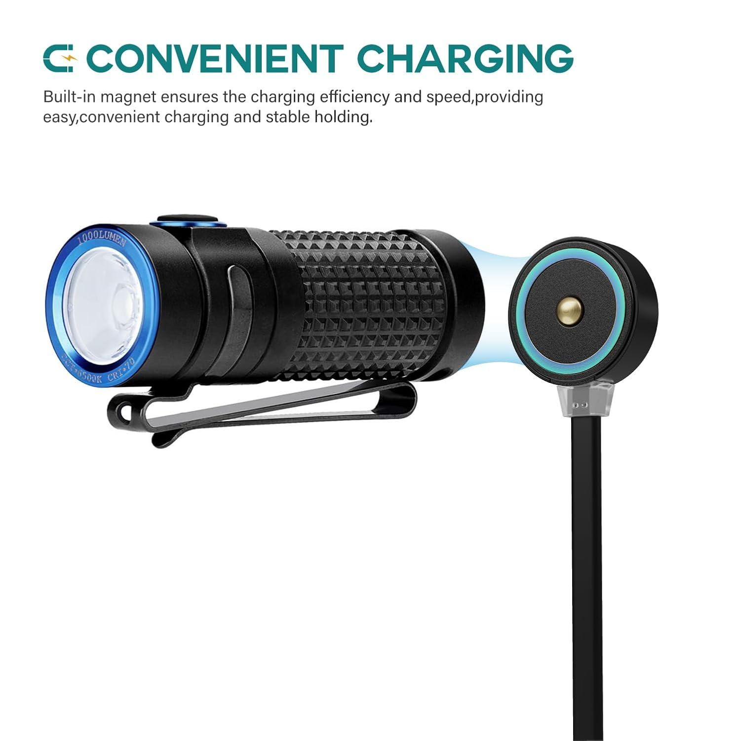 TUSITA MCC3 1A/1.5A/2A Magnetic Charger Compatible with Olight Flashlight Odin | Odin Mini | Pl-Pro | Baton3 | Warrior Mini2 | Perun 2 | Seeker 3 Pro | Warrior X3 3S | Baldr Pro R - 50CM - Red-Mcc3 image number 6