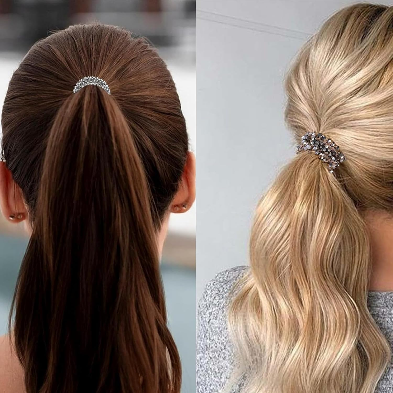 WERIGONI Pack of 3 Glitter Stones Hair Accessories for Women Elastic Headband Crystal Bracelet Gifts for Women image number 4