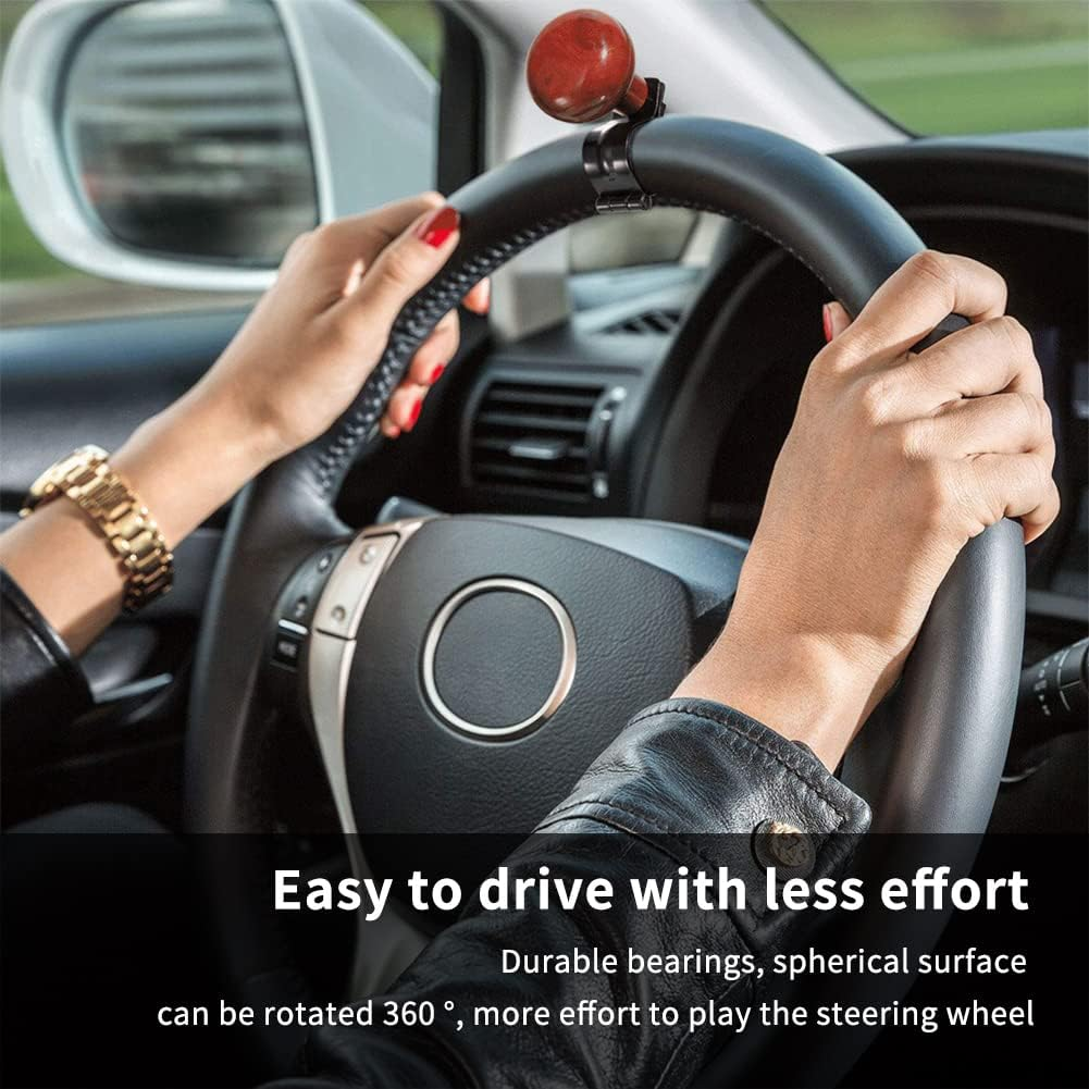 TOCAVE Woodgrain Steering Wheel Spinner Knob - Car Suicide Handle Knob Ball- Universal Wheel Accessories Arthritis Handicap Spinner (Redwood 2-Pack) image number 5