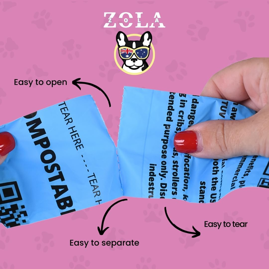 ZOLA ZOLA Super Strong Biodegradable Dog Poop Bags with Handles - Extra Strong, Extra Thick, Compostable Dog Poo Bags for Dogs & Cats - Eco-Friendly Poop Bags Rolls image number 6