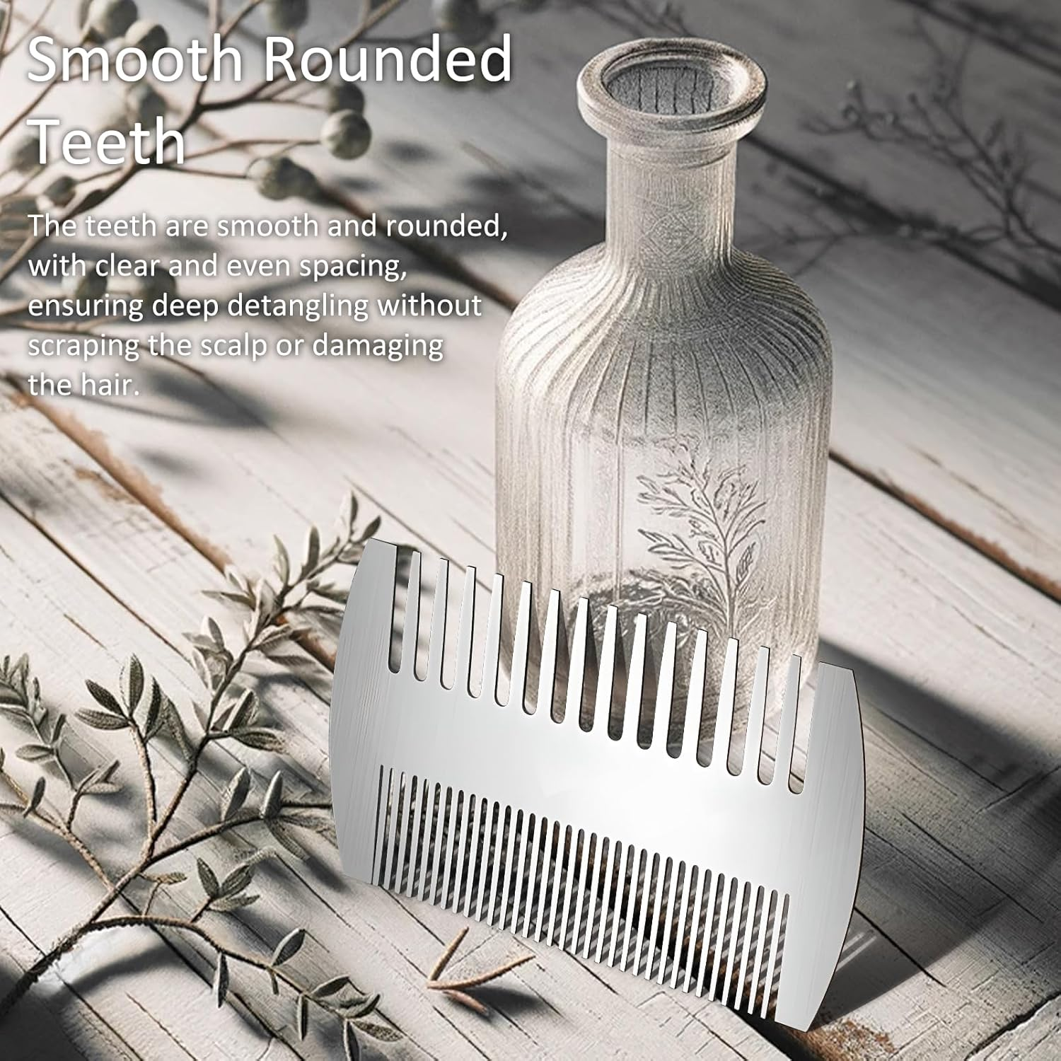 Stainless Steel Comb - Credit Card-Sized, Anti-Static Dual-Action Beard and Hair Comb, Perfect for Grooming on the Go, Presented in Elegant Gift Box image number 5