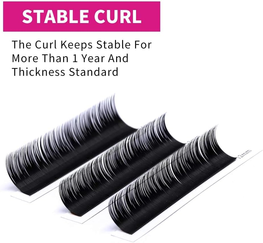 Easy Fan Cashmere Volume Eyelash Extensions C D L M Curl, 3D Premade, 0.07-0.10, Super Matte Black Individual Lashes Extension Mix Tray 7-15Mm (Easy Fan C Curl 0.07) image number 2