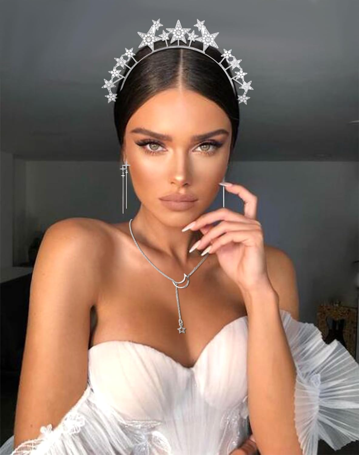 Jevenis Stars Headband Goddess Crown Halo Crown Headpiece Stars Accessories