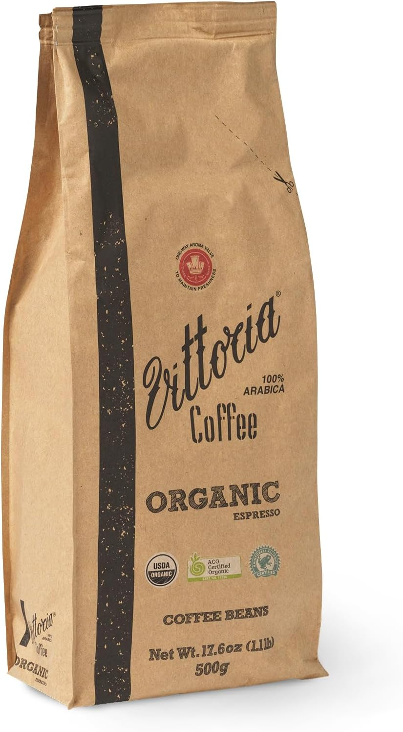 Vittoria Coffee 100% Certified Organic Arabica Coffee Beans 500G. Medium to Dark Roast with Hazelnut, Wildberry, Honey and Lemon Tasting Notes and Perfect for Home Espresso Machines. image number 6