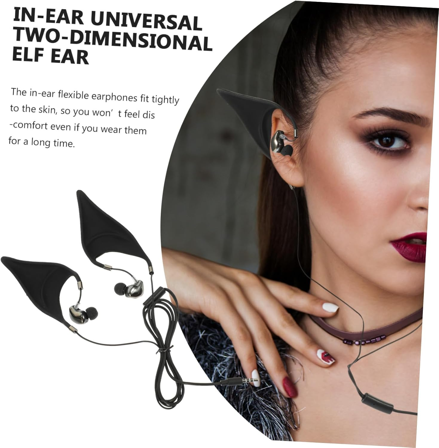 OKUMEYR Elf Ear Headphones In-Ear Earphone Microphone for Phone Tablet Wired Design for Running and Boys and Girls