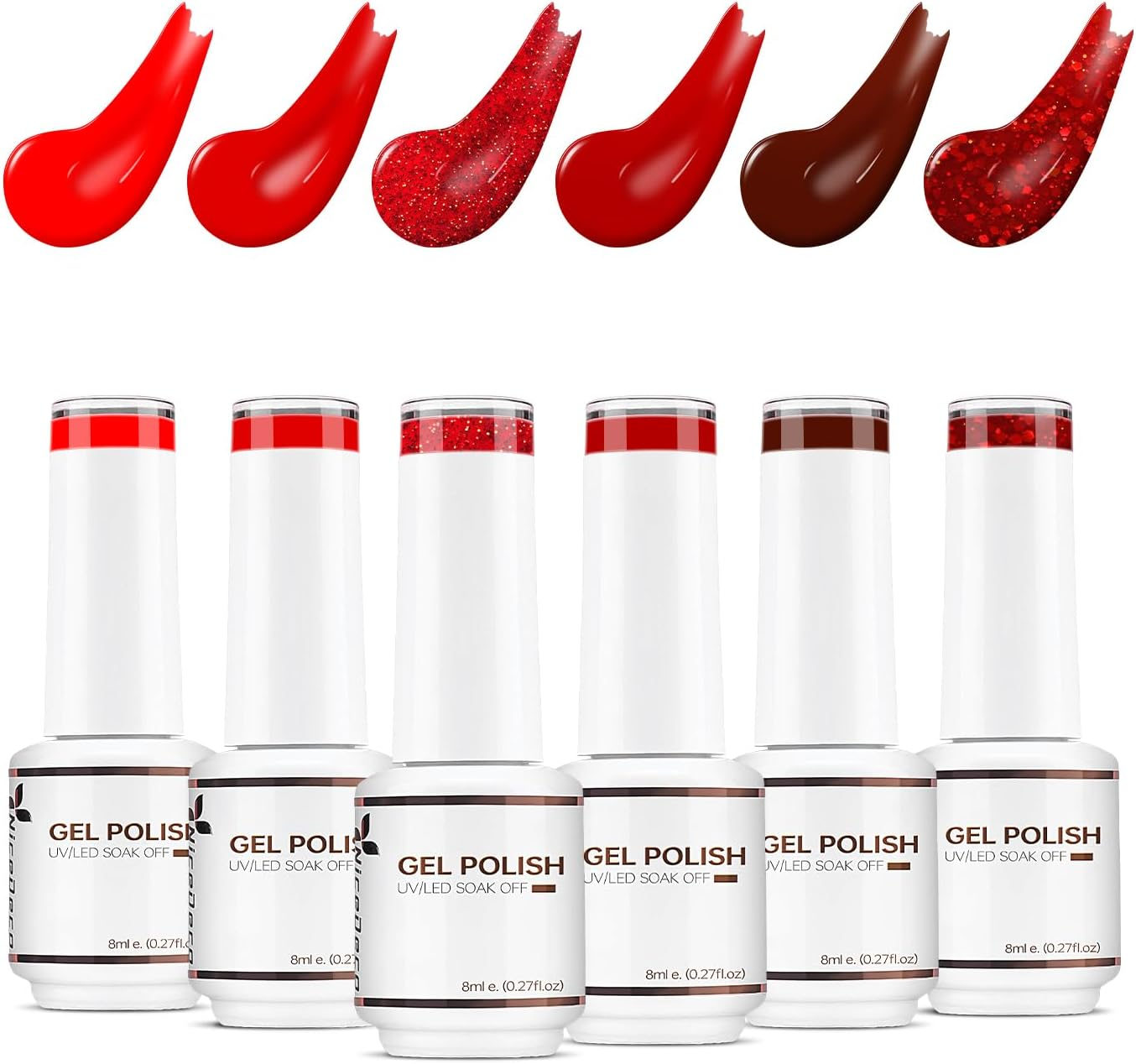 Nicedeco Gel Nail Polish Set, UV/LED Soak-Off Gel Polish Nail Art Manicure Pedicure, Salon & Home Use - Long Lasting & Easy to Apply 6Pcs X 8Ml-Kit18 Cruelty-Free & Vegan