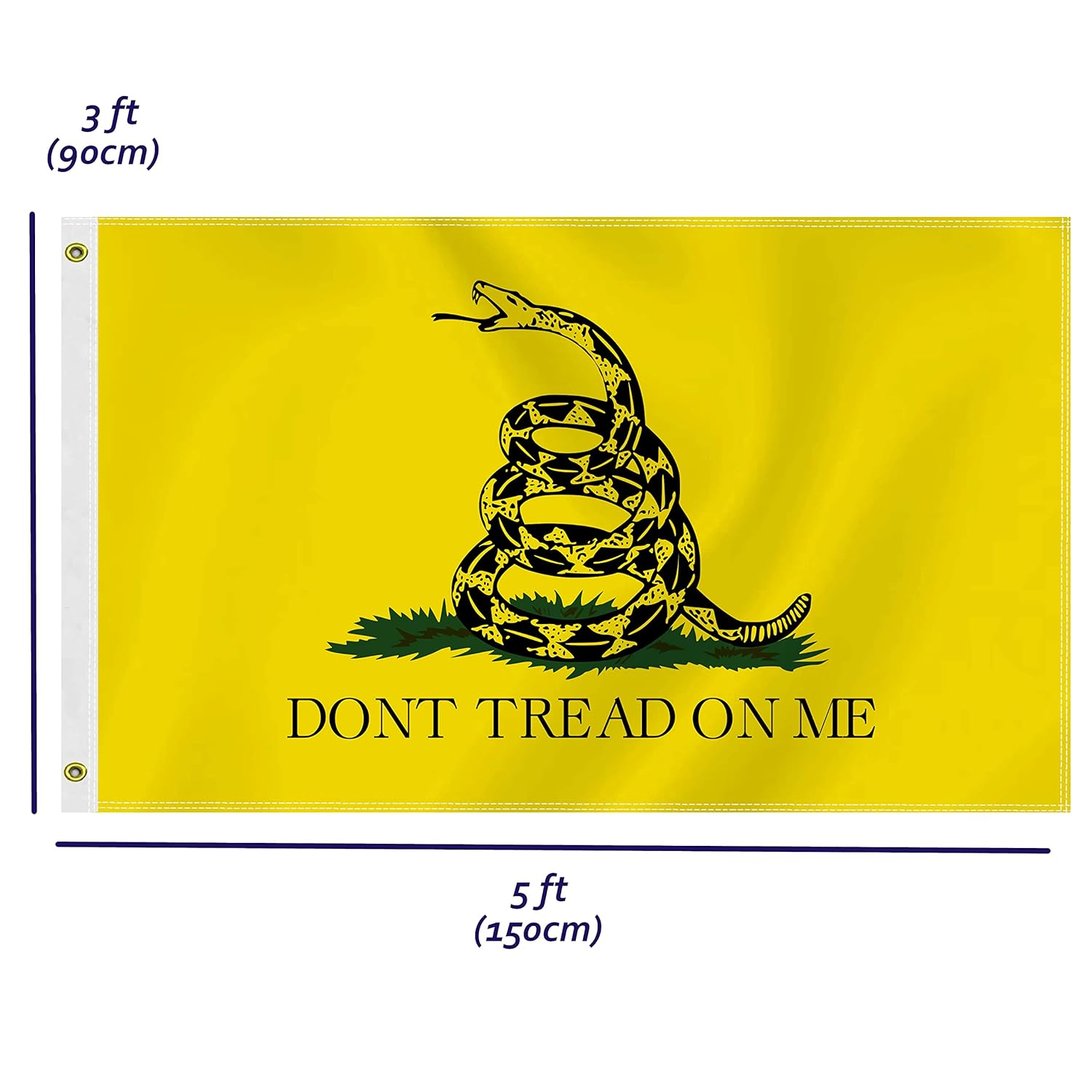 Large Gasden Dont Tread Snake Flag,3X5 FT Yellow on Me Outdoor Flags for Garden Yard Car Truck with Brass Grommet image number 4