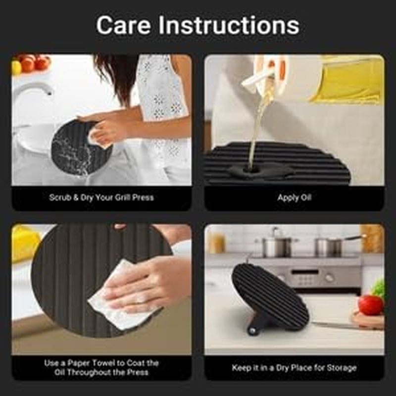 LIWEGHT Burger Press, 6.9" round Heavy-Duty Cast Iron Smash Burger Press, Steak & Sandwiches Burger Patty Maker with Wood Handle Bacon Meat Grill Press for Griddle BBQ (Round) image number 5