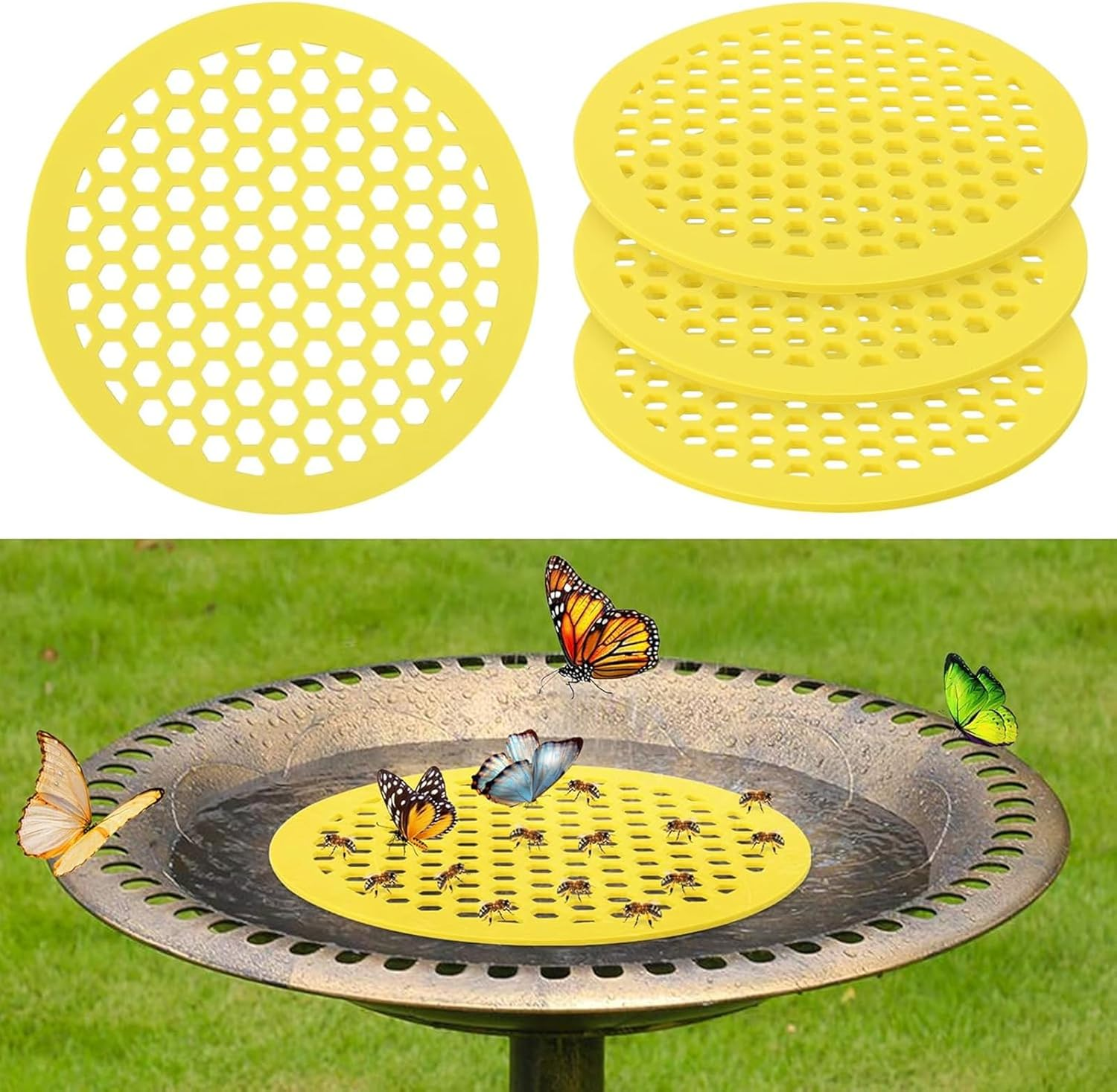 2 X Floating Island with Bees &ndash; 20 Cm Feeding Island for Bees, Bee Nest Floating Island for Insects, Butterflies, for Feeding, Bathing, Outdoor Garden Decoration image number 4