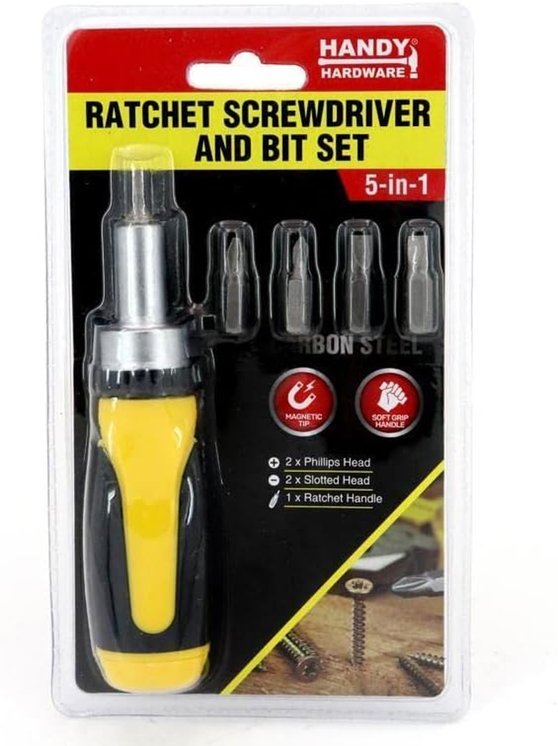 Ratchet Screwdriver & Bits Set Magnetic Tip Internal Storage image number 2