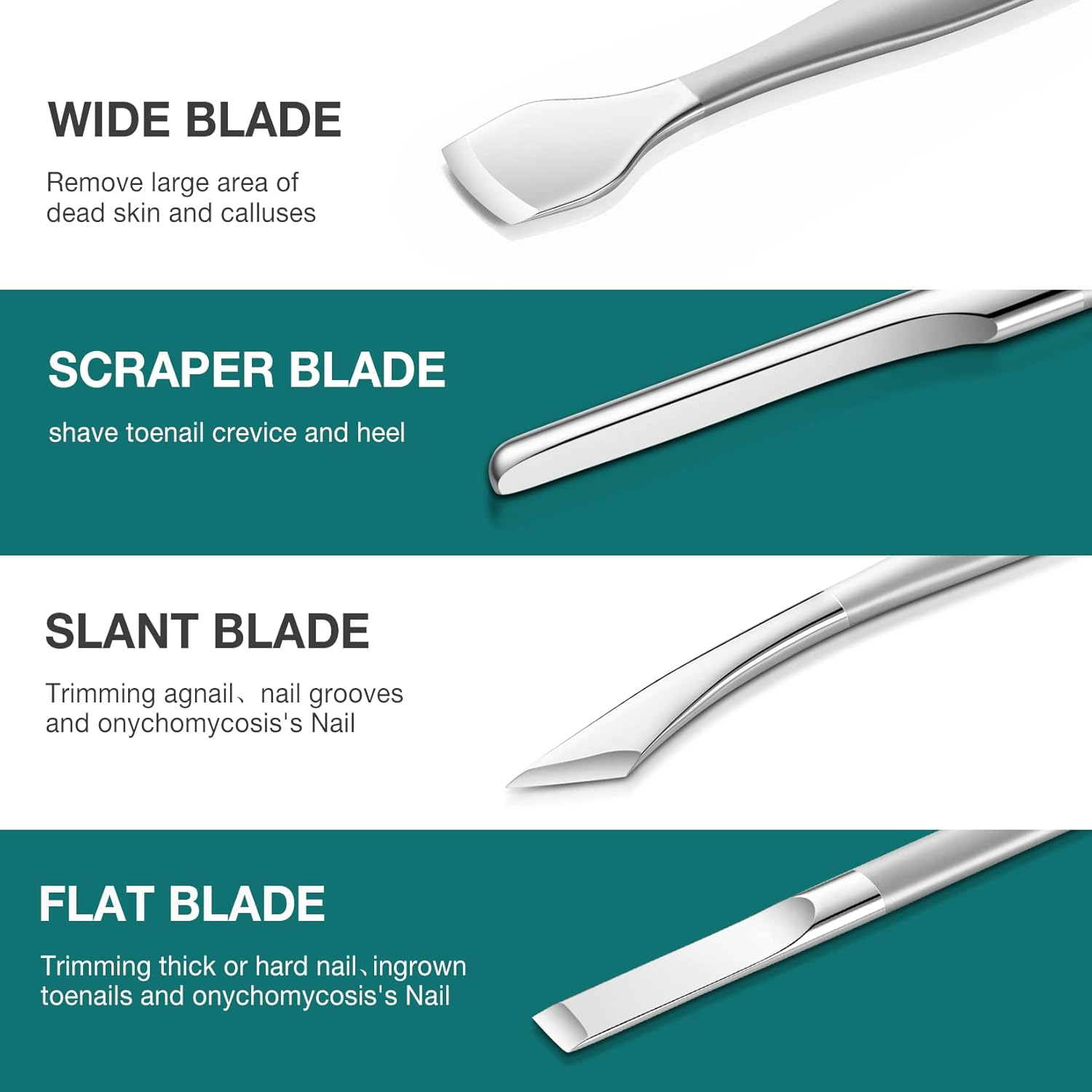 MR.GREEN 7 Piece Stainless Steel Pedicure Knife Set Ingrown Toenails Pedicure Knife Callus Scraper Cuticle Remover Foot Care Set image number 6