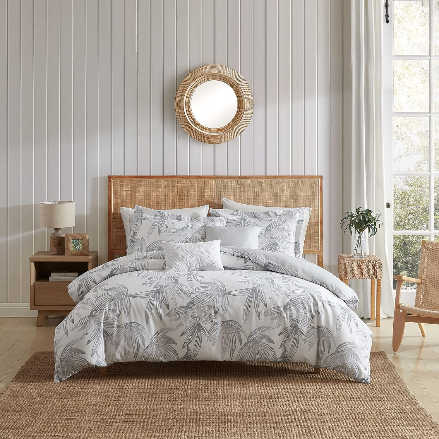 Tommy Bahama- King Duvet Cover Set, Reversible Cotton Bedding Set with Matching Shams, Coastal Home D&eacute;cor (Pen and Ink Light Green, King)