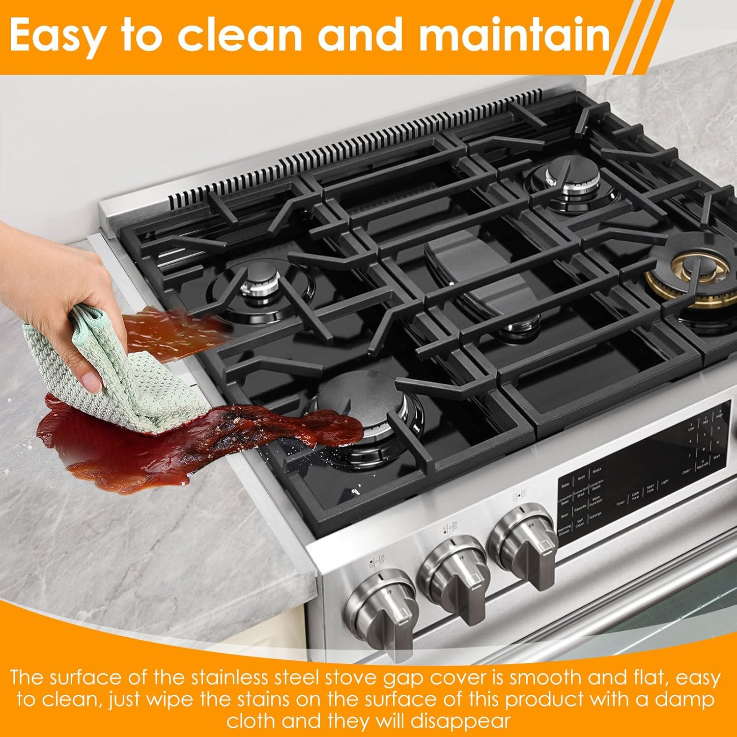 DJAPWPX 2 Pack Stove Gap Covers Kit, Versatile Solid Stove Gap Fillers Set, Easy to Install and Clean Stoves Oven Counter Guard for Kitchens Use image number 5