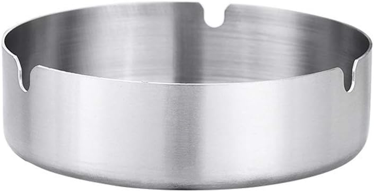 Pack of 4 round Stainless Steel Cigarette Ashtray Set for Outdoor and Home (Medium) image number 2