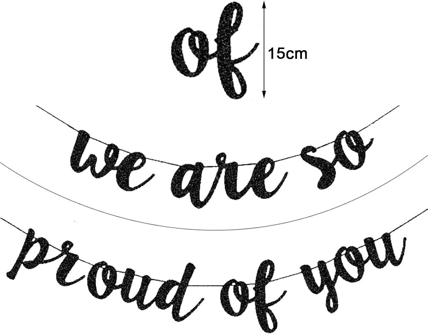 Graduation Banners Party Decorations, Black Glitter We Are so Proud of You Graduation Banners Garland for School Home Car Decorations image number 3