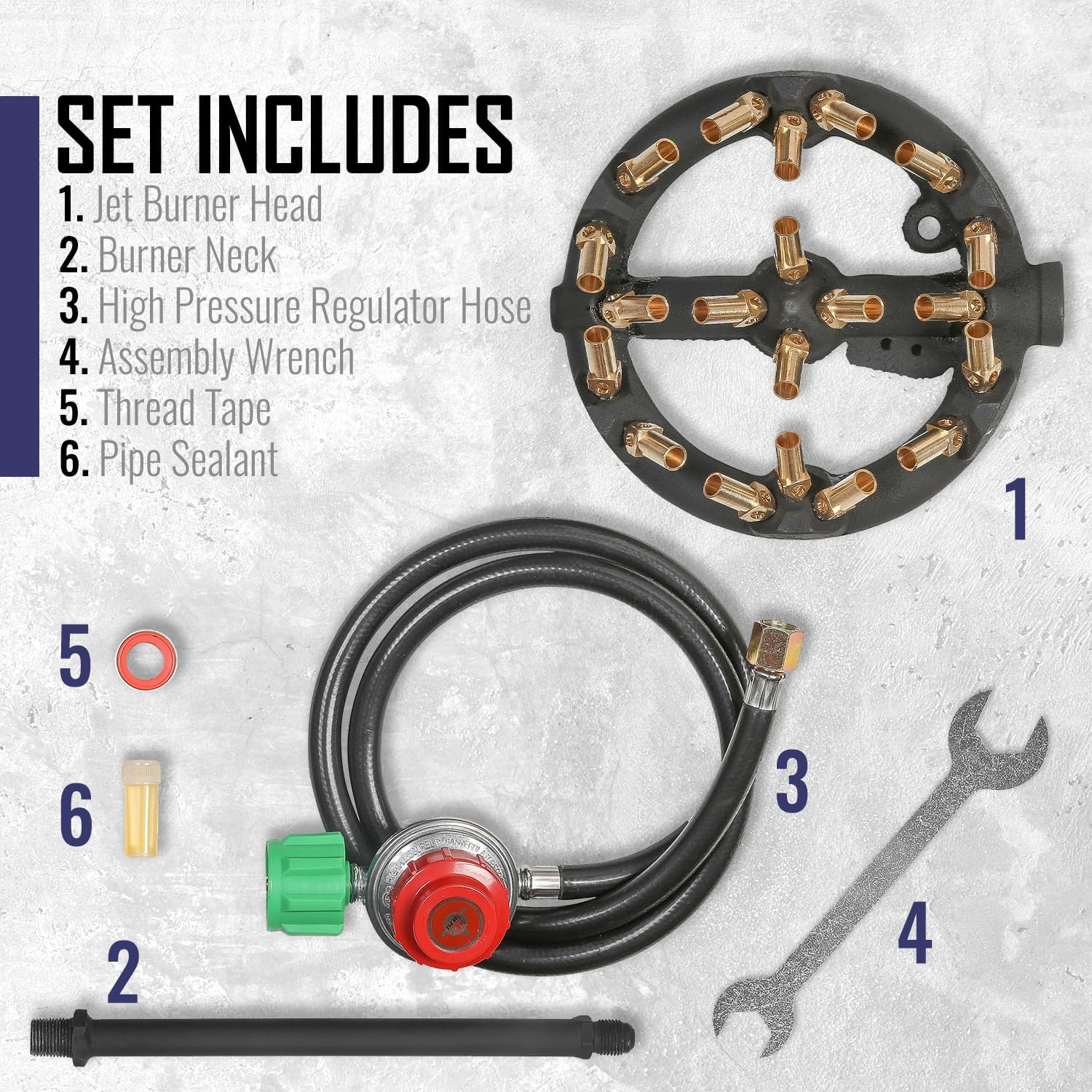 Concord Cast Iron Jet Burner Single Propane Outdoor Burner Head Assembly with Brass Flame Tips (Jet 20) image number 2