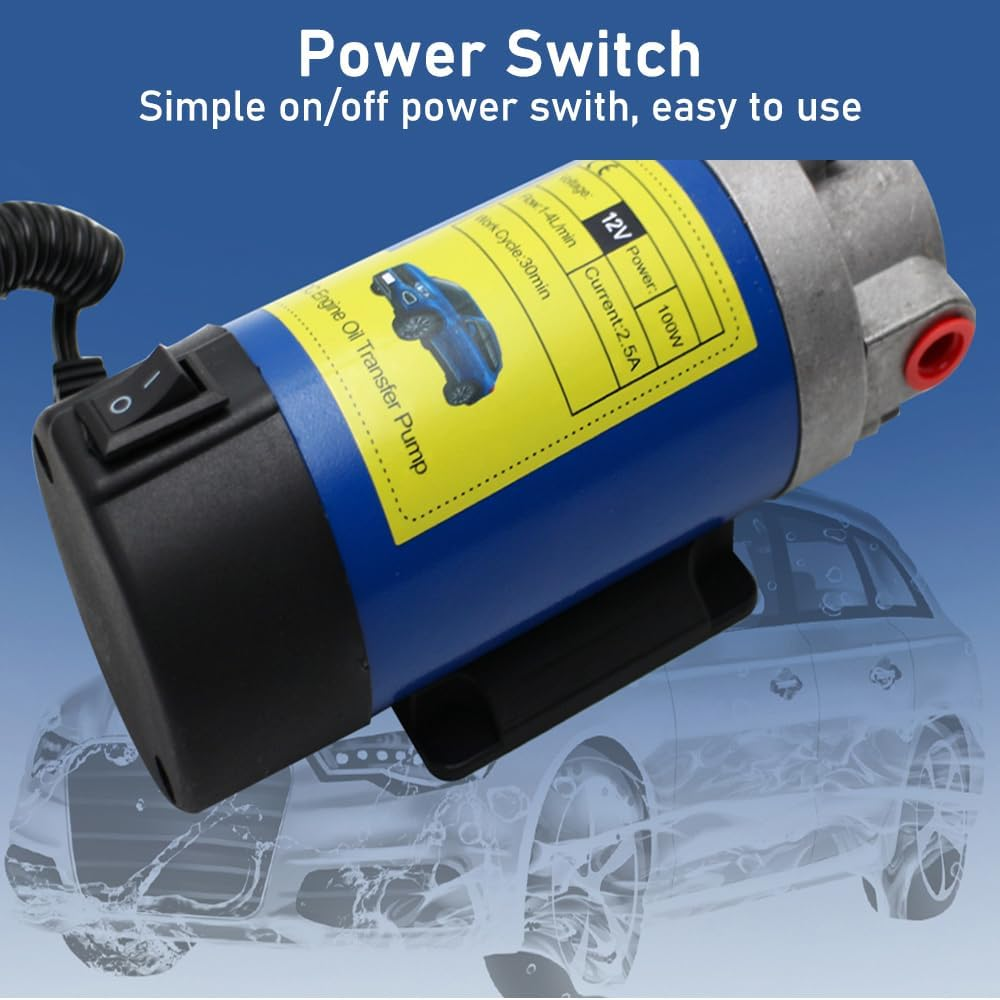 Electric Oil Extractor Pump 12V for Transfer Fluid Engine Vacuum with Hose Car Oil Quick Changer for Boat, Car, Motorcycle