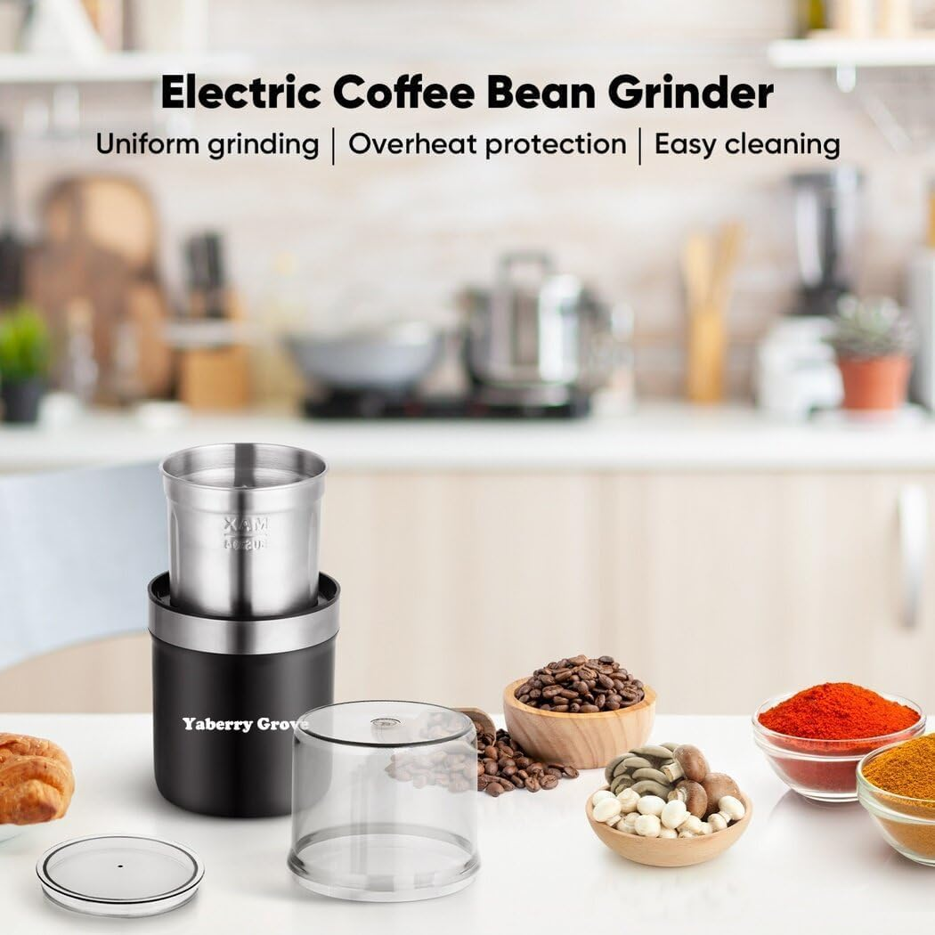 Yaberry Grove-Coffee Grinder Electric, Herb Grinder, Spice Grinder, Coffee Bean Grinder, Espresso Grinder with 2 Removable Stainless Steel Bowl image number 2