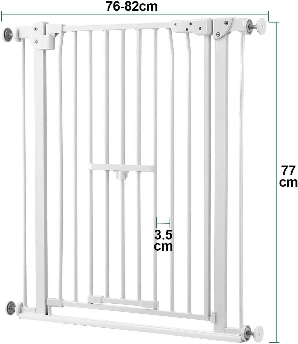 Pet Scene Dog Safety Gate 77Cm Tall Adjustable Pet Fence Barrier Security Guard Doorway Stairs Enclosure Low Containment System with Walk through Cat Door image number 1