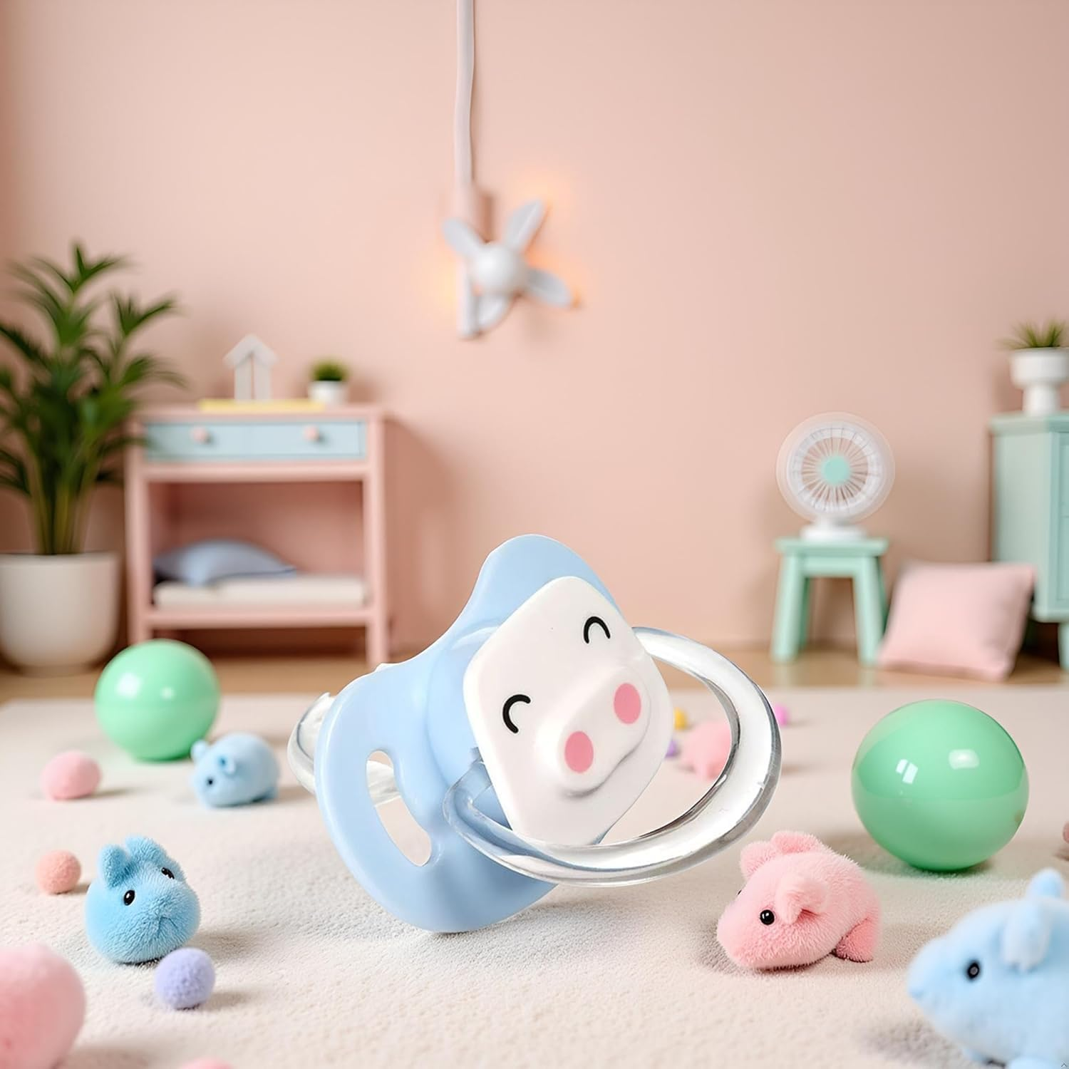 Pet Silicone Calming Pacifier, Dog Pacifiers for Small Dogs, Kitten Pacifiers, Puppy Teething Toys and Cat Chew Toys, Essential Pet Supplies, Puppy Essentials and Kitten Supplies (Blue Pig) image number 3