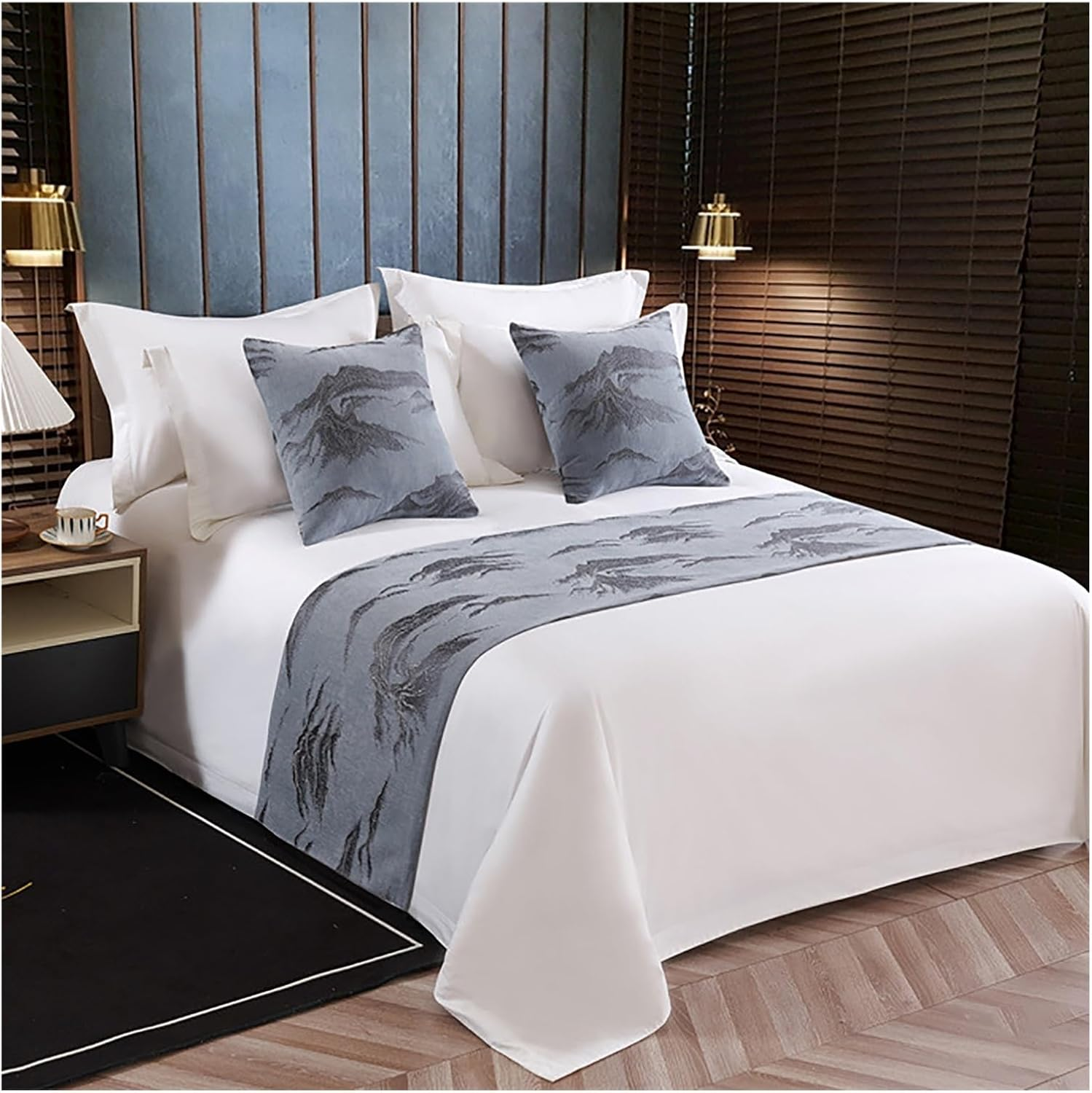 Bed Runners and Scarves,Luxury Bedding Protector Bed Runners,Modern Cotton and Linen Decorative Bed Foot Bed Scarf,Soft and Bed Runner for Bedroom Hotel Wedding Room(Red,240 * 50Cm) image number 2