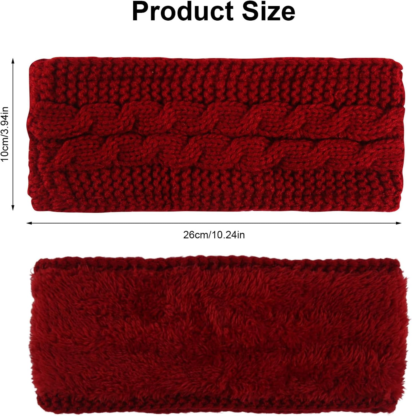 Pack of 4 Women'S Winter Warm Headband Winter Thick Knitted Headbands Lined Winter Headband Women for Running Workout Skiing image number 5