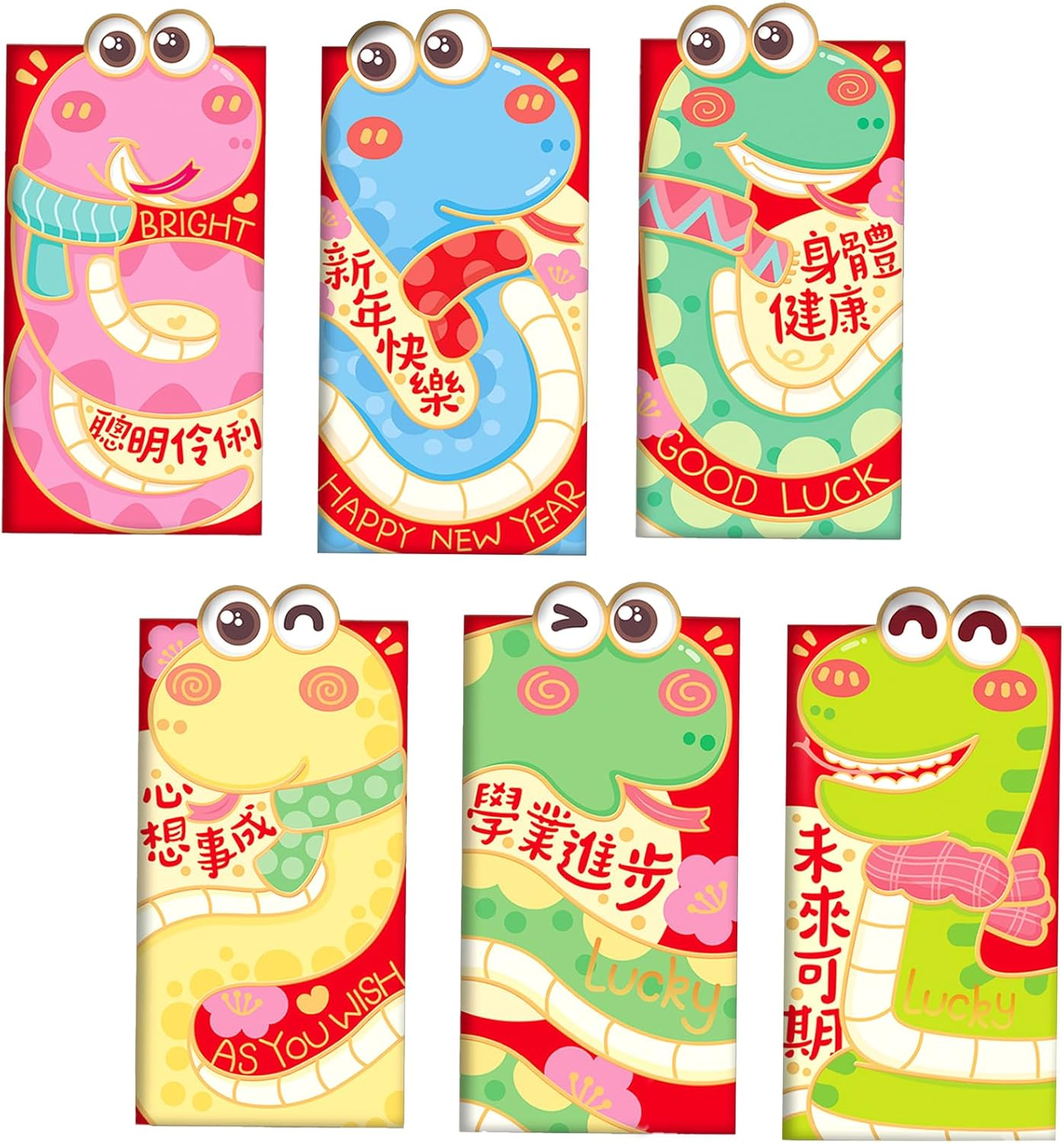 Chinese New Year Red Envelopes,12Pcs Red Envelopes Chinese Year of the Snake 2025 Lucky Money Envelopes for Cash Gifts,Cartoon Snake Hong Bao Red Pocket for New Year Spring Festival,8.8X16.8Cm image number 1