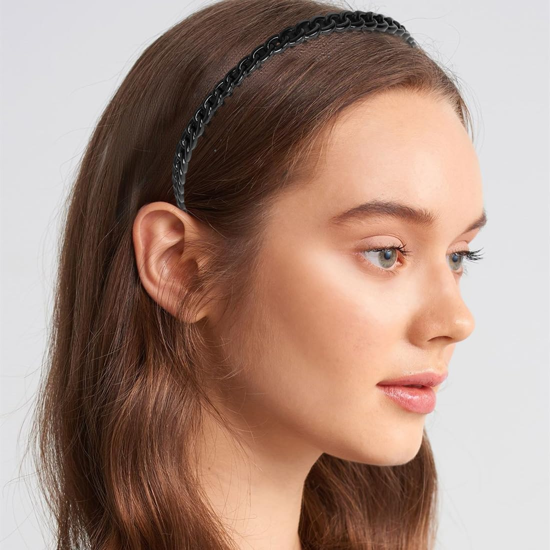 ZORVYN Pack of 4 Women'S Headbands, Non Slip with Teeth, Plastic Headbands with Teeth Comb, Thin Black Hair Bands for Women, Hair, Waves, Women'S Headbands image number 2