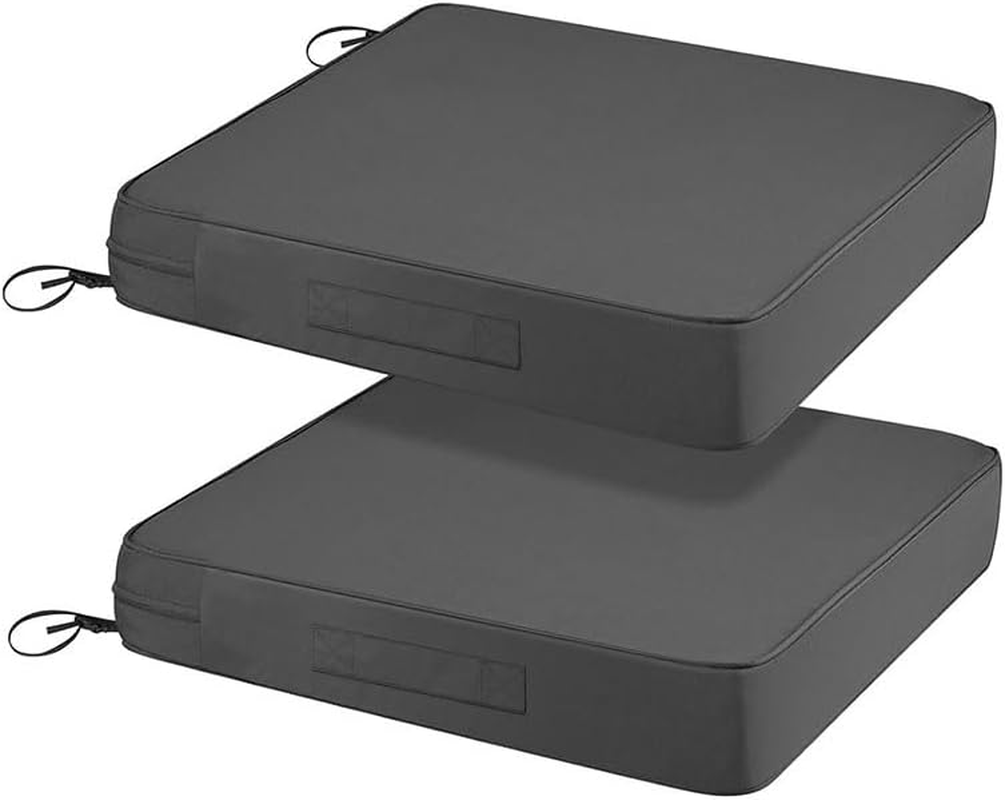 2Pcs Comfibloom'S High-Density Foam Seat Cushion, Patio Cushion,Waterproof, Outdoor Cushion,Perfect for Outdoor Charis. (Light Grey, Standard 48 X 48 X 9 Cm)